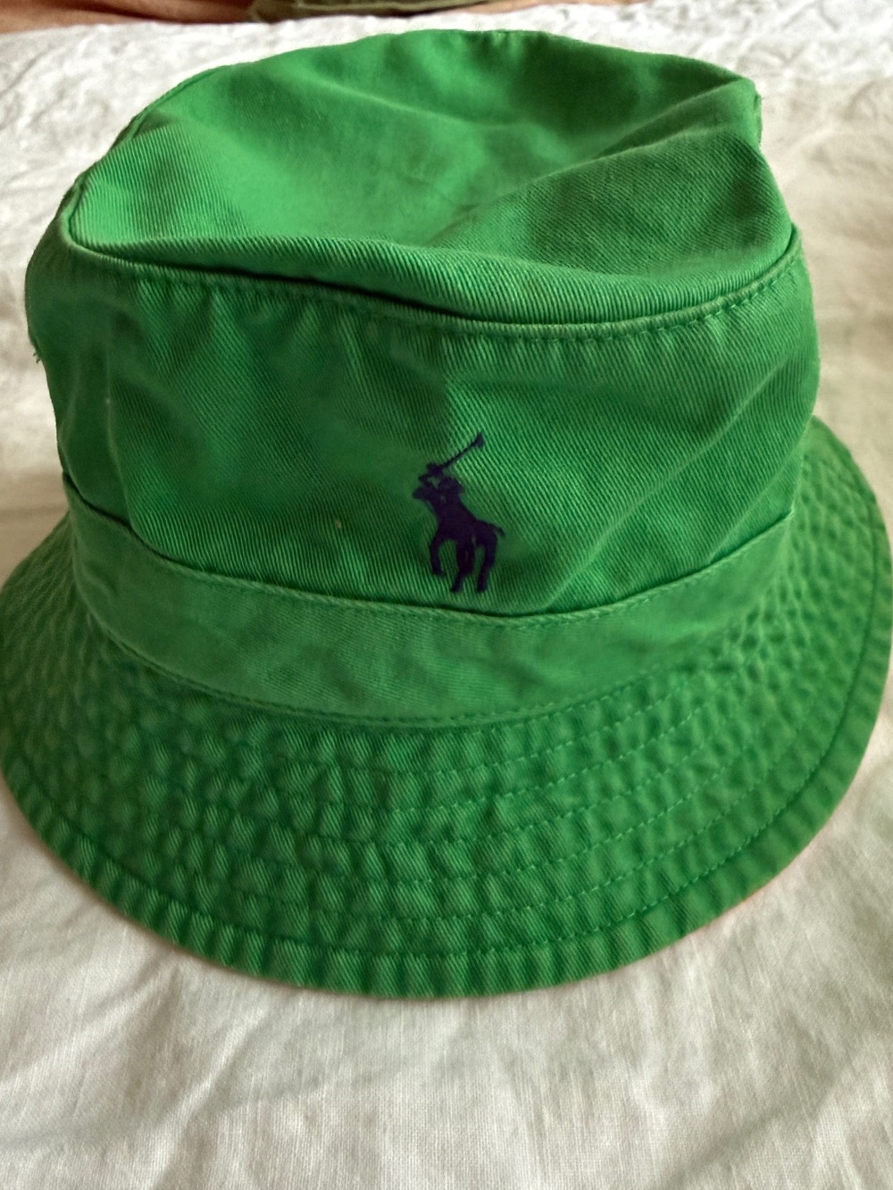 Polo by Ralph Lauren Bright Green Bucket Hat with Navy Pony